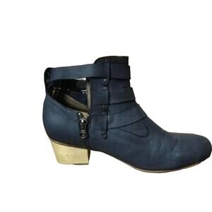 Responsibly Handcrafted Fortress of Inca Leather Booties, Navy, Boho, Festival 7